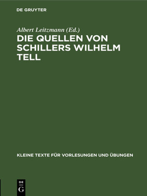 cover image of Die Quellen von Schillers Wilhelm Tell